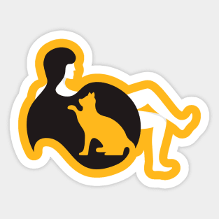 Woman with cats Sticker